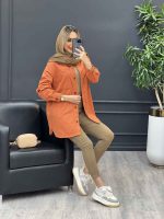 مانتو جلو دکمه دو جیب کد 4308 - تصویر 4