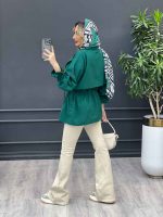 مانتو لینن ژیله دار دلوین کد 4291 - تصویر 8
