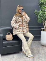 مانتو آستین مغزی دوزی ژاکارد کد 4320 - تصویر 7