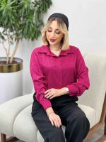 شومیز ساتن طرح دار کد 4301 - تصویر 6