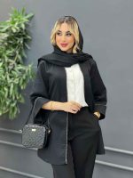 مانتو جلو باز مروارید دوزی کد 4306 - تصویر 4