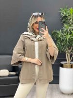 مانتو لینن جیب دکمه کد 4327 - تصویر 3