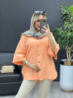 مانتو لینن جیب دکمه کد 4327 - تصویر 16