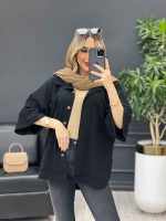 مانتو لینن جیب دکمه کد 4327 - تصویر 6