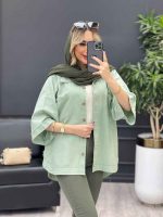 مانتو لینن جیب دکمه کد 4327 - تصویر 19