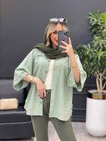 مانتو لینن جیب دکمه کد 4327 - تصویر 5