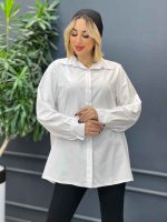 شومیز ساده سفید کد 4328 - تصویر 7