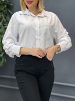 شومیز ساده سفید کد 4328 - تصویر 2
