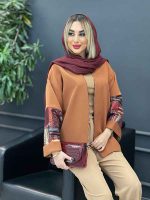 مانتو آستین پاکتی طرح دار کد 4313 - تصویر 5