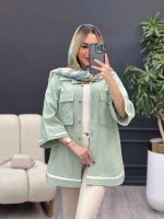 مانتو نوار دوزی دو جیب کد 4290 - تصویر 4
