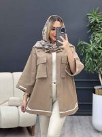مانتو نوار دوزی دو جیب کد 4290 - تصویر 3