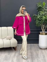 مانتو نوار دوزی دو جیب کد 4290 - تصویر 14