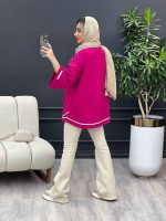 مانتو نوار دوزی دو جیب کد 4290 - تصویر 9