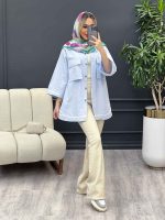 مانتو نوار دوزی دو جیب کد 4290 - تصویر 8
