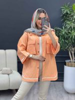 مانتو نوار دوزی دو جیب کد 4290 - تصویر 12