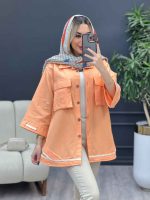 مانتو نوار دوزی دو جیب کد 4290 - تصویر 6