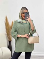 مانتو جلو بسته آستین پیله کد 4350 - تصویر 6