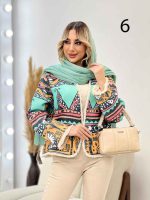 مانتو طرح دار آستین ریش کد 4341 - تصویر 12
