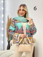 مانتو طرح دار آستین ریش کد 4341 - تصویر 7