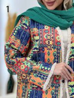 مانتو طرح دار آستین ریش کد 4341 - تصویر 14