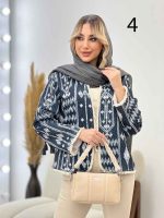 مانتو طرح دار آستین ریش کد 4341 - تصویر 4