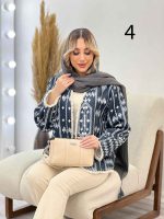 مانتو طرح دار آستین ریش کد 4341 - تصویر 9