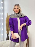 مانتو کتان رنگی دو جیب کد 4333
