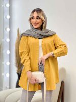 مانتو کتان رنگی دو جیب کد 4333 - تصویر 6