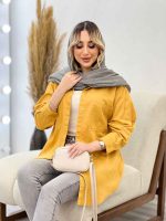 مانتو کتان رنگی دو جیب کد 4333 - تصویر 11