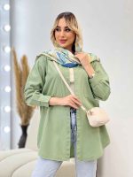 مانتو کتان رنگی دو جیب کد 4333 - تصویر 3