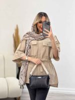 مانتو لینن سرشانه پاگن کد 4358 - تصویر 17