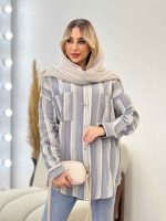 شومیز راه راه دو جیب کد 4361 - تصویر 3