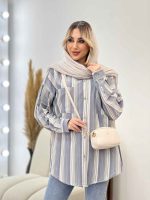 شومیز راه راه دو جیب کد 4361 - تصویر 9