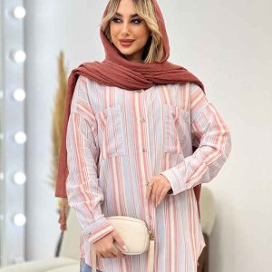 شومیز راه راه دو جیب کد 4361