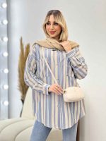 شومیز راه راه دو جیب کد 4361 - تصویر 8