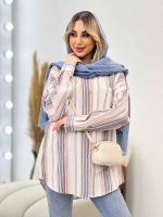 شومیز راه راه دو جیب کد 4361 - تصویر 10