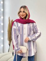 شومیز راه راه دو جیب کد 4361 - تصویر 15