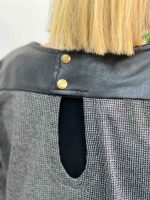 بلوز ترکیبی چرم دار جلو زیپ کد 3666 - تصویر 4
