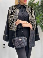مانتو مخمل گلدوزی کد 4224 - تصویر 2