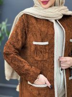مانتو مخمل نوار دوزی کد 4228 - تصویر 10