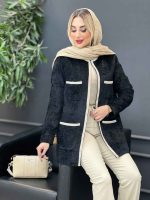 مانتو مخمل نوار دوزی کد 4228 - تصویر 4