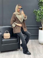پالتو ترکیبی چهارخونه کد 4240 - تصویر 3