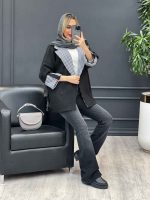 پالتو ترکیبی چهارخونه کد 4240 - تصویر 9