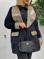 مانتو مخمل طرح دار کد 4243 - تصویر 3