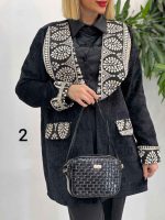 مانتو مخمل طرح دار کد 4243 - تصویر 7