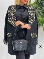 مانتو مخمل طرح دار کد 4243 - تصویر 14