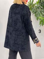 مانتو مخمل طرح دار کد 4243 - تصویر 10