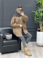 مانتو کتان دو جیب پاکتی کد 4242 - تصویر 4