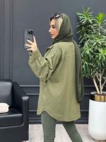 مانتو کتان دو جیب پاکتی کد 4242 - تصویر 5