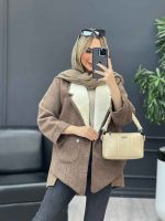 پالتو جیب پرچی یقه خز کد 4153 - تصویر 16